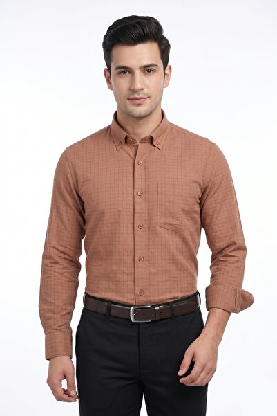 ADVANTE Men's Classic Long Sleeve Single Pocket Piti Checkered Shirt Bgl-St05480
