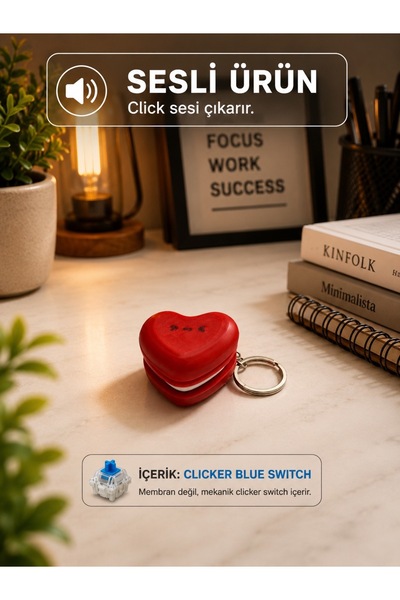 GümüşAVM Clicker Kalp Şeklinde Sesli Çanta Aksesuarı