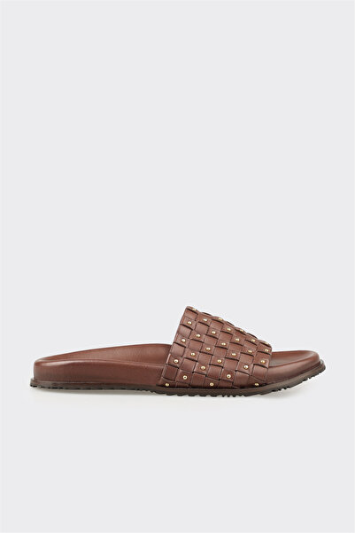 Elle Shoes Kahve Deri Kadın Terlik