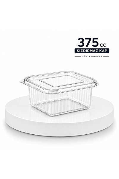MSE HOLD 375 CC Plastik Sızdırmaz Kap 50 Adet Düz Kapaklı Şeffaf Saklama Kabı
