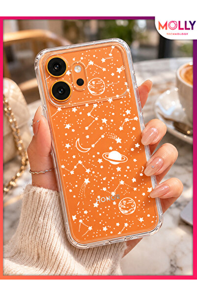 Molly HONOR 600 İçin Şeffaf Midnight Cosmos Desenli Silikon Kılıf