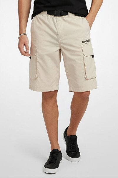 Tommy Hilfiger Tommy Jeans Men Embroidered Logo Cargo Shorts, Beige