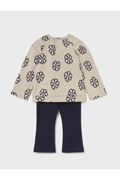MAYORAL Baby Girl Floral Patterned Sweatshirt and Navy Blue Leggings 2-Piece ...