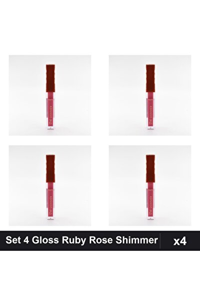 Ruby Rose Set 4 Gloss Shimmer 02, Intense Lip Gloss, Professional Manicure