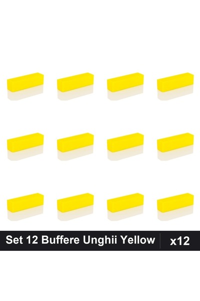 NAİLS Set 12 Buffere Unghii Nude Yellow, Șlefuire și Lustruit Manichiură Prof...