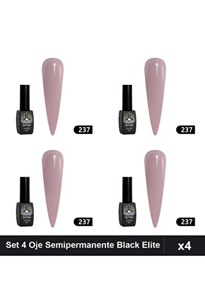 global fashion Set 4 Oje Semipermanente Black Elite 8ml, Manichiura UV/LED,