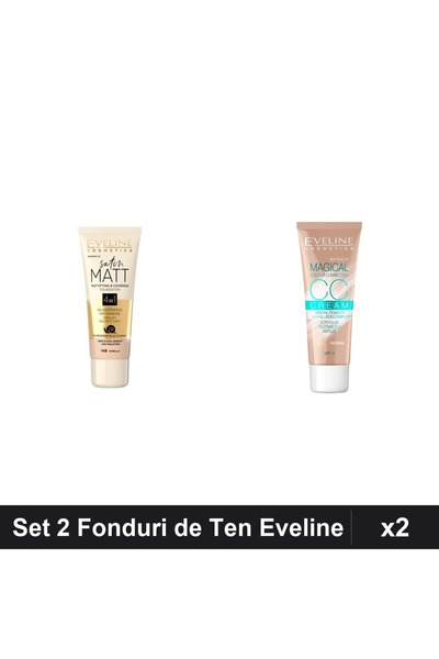 Eveline Set 2 Fonduri de Ten Cosmetics Satin Matt 102 + CCC Magical 51, 30ml