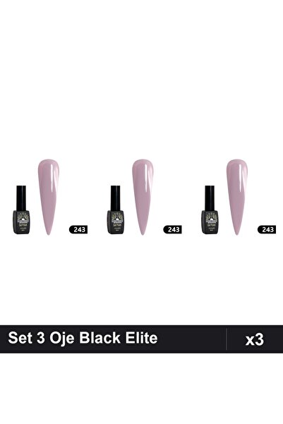global fashion Set 3 Oje Semipermanente Black Elite 8ml, Manichiura UV/LED Pr...