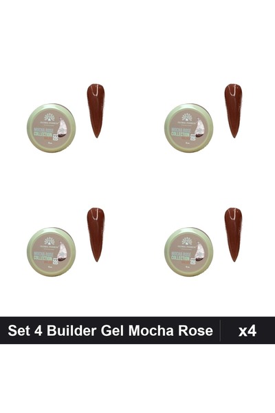 global fashion Set 4 Builder Gel Mocha Rose 15g, Constructie Unghii Gel UV/LED