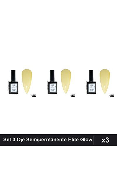 global fashion Set 3 Oje Semipermanente Elite Glow 15ml, Gel Polish UV/LED