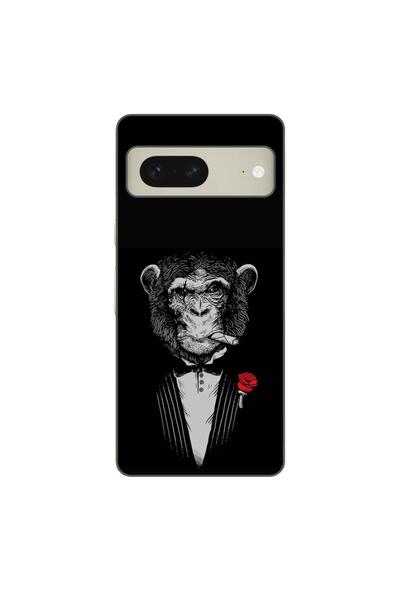 OEM Калъф, съвместим с Google Pixel 7, силиконов гел TPU, модел Cigar Monkey