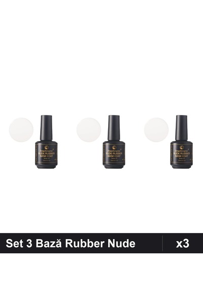 FSM Set 3 Bază Rubber Color Nude 15ml, Nr.15 Alb Laptos, Manichiură UV/LED