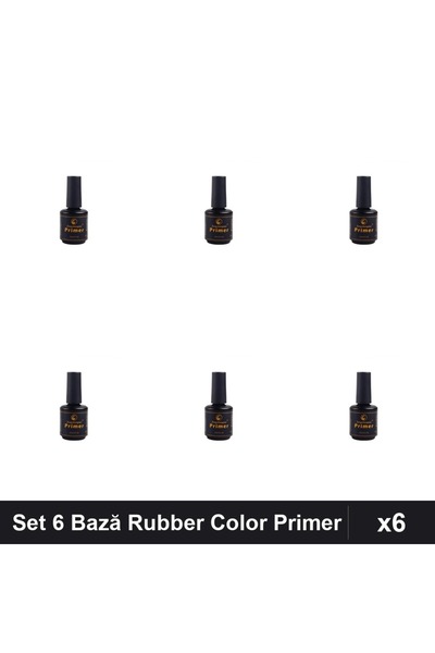 FSM Set 6 Bază Rubber Color cu Primer 15ml, Manichiură Gel UV/LED Semipermanentă
