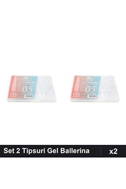 global fashion Set 2x Tipsuri Gel 120buc, Ballerina 5XL Extra-Lung, 12 Mărimi...