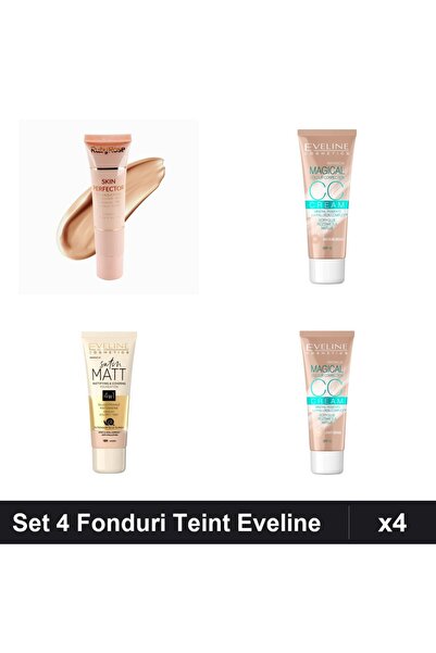 Eveline Set 4 Fonduri Teint & Ruby Rose, Nuante 04 50 53 101, Acoperire Perfectă