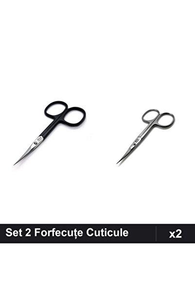 One Group Set 2 Forfecuțe Profesionale Cuticule Negru Silver Manichiură