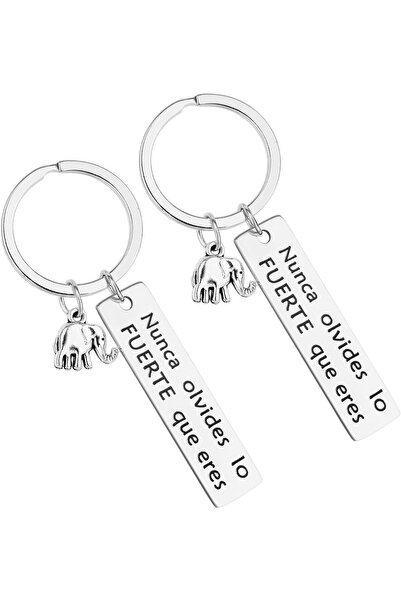 Other 2pcs Small Positive Elephant Keyring Key Chain for Women, Stainless Ste...