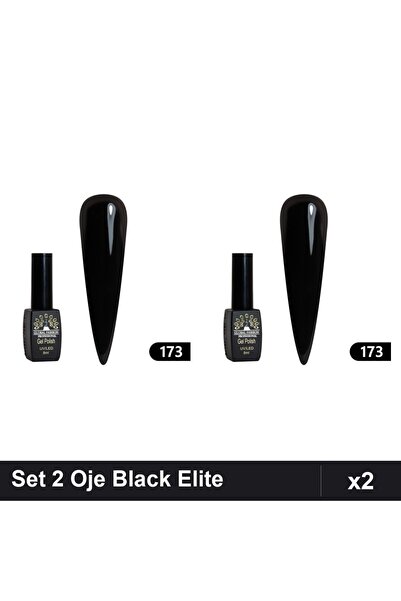 global fashion Set 2 Oje Semipermanente Black Elite 8ml, Manichiura UV/LED Pr...