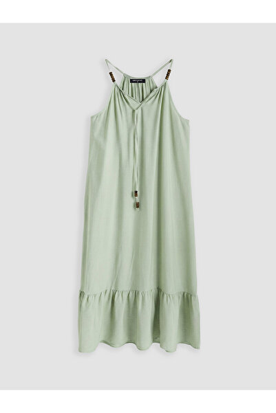 LC Waikiki Nevavm Contrast Collar Beaded Detailed Dress