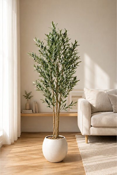 TrentonGCC Artificial Olive Tree with Modern Pot – Realistic Faux Indoor Oliv...