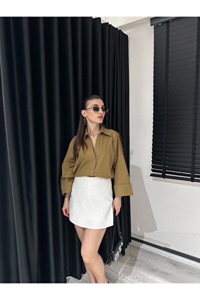 Özgece V YAKA YAĞ YEŞİLİ ÇAN KOL GÖMLEK