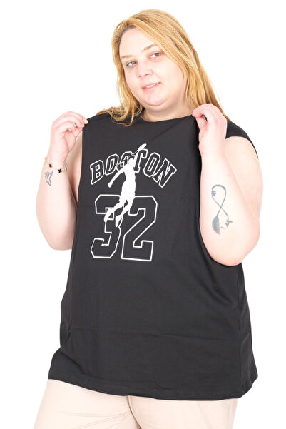 ModeXL Mode XL Real Big Size Women's Athlete Printed Boston U26011 Black
