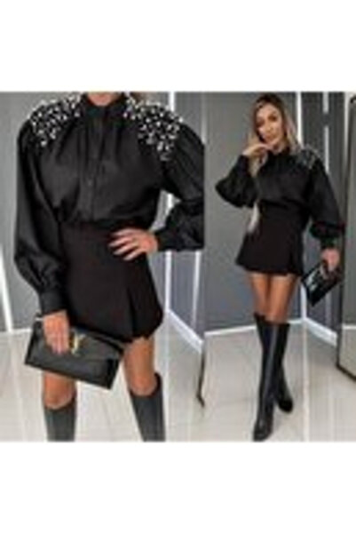 OEM Cămașă Diafană cu Perle Decorative pe Umeri – Croi Lejer