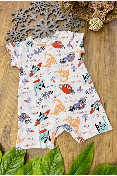 CemBebe Kısa Paça Yazlık Füze Desen Bebek Tulum