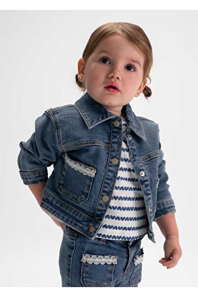 MAYORAL Lace Denim Coat 1-4 Years Old Navy Blue