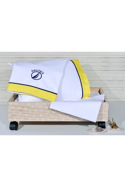 Baby Oliver Σετ 3 τεμ. Σεντόνια Λίκνου 75x110 cm & 30x40 cm Design 917 Κίτρινο