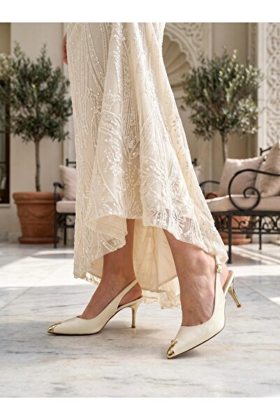 İYİSİNDEN SHOES Women's Evening Dress Shoes with Heels, Satin Material, Gold ...