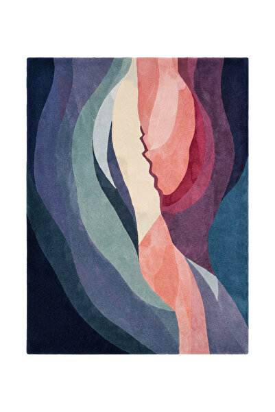 Rugs Modern Halı SDT Modern Dalga Desenli Pembe Mavi Dokuma Taban Dekoratif H...