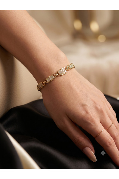 PABALAS Luxury Gold Premium Stone Detailed Chain Steel Bracelet – Anti-Tarnis...