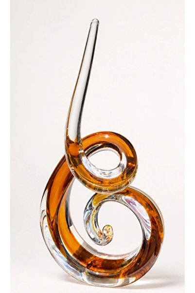 tuan design İthal Cam Amber Kıvrımlı Obje