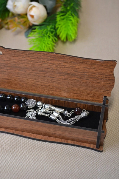 Çağrı Agate Stone 33 Men's Rosary - Natural Stone, Special Wooden Box