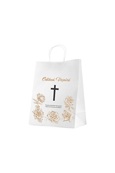 Papette Set of 500 pcs. Kraft paper bag WHITE Golden Roses Eternal Rest, twis...