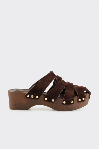 Elle Shoes Kahve Deri Kadın Terlik