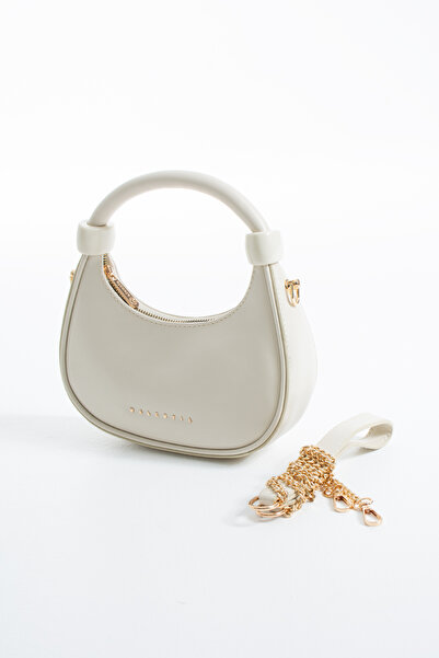 DEV 3 ADAM Cream Baguette Model Hand Shoulder and Crossbody Women's Bag