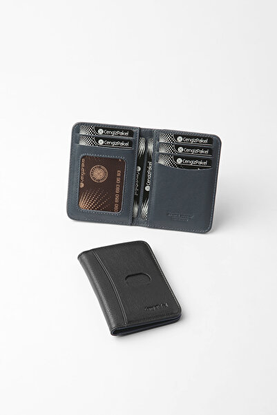 CENGİZ PAKEL Genuine Leather Unisex Minimal Vertical Card Holder – 2523t - Bl...
