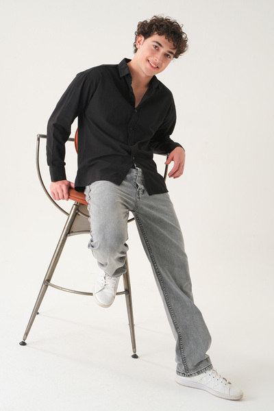 Gambocci Summer Oversize Plain Shirt |   Linen Fabric Men's