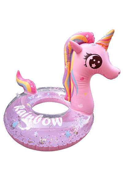 Beniizle Unicorn Desenli İçi Simli Çocuk Havuz ve Deniz Simidi (65cm)