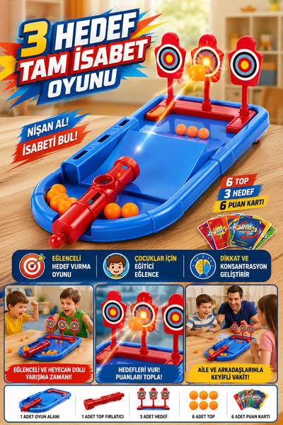 Tamsena Store 3 Hedef Tam İsabet Oyunu Çocuk Eğitici Hedef Vurma Oyunu Top At...