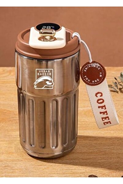 Yıldızan Tamgün Badger Steel Brown Thermos with Thermometer 410 Ml, Durable C...