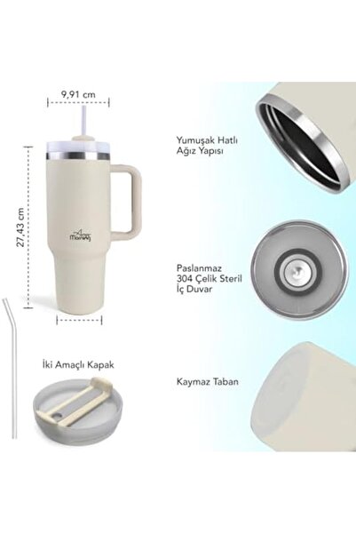 Yıldızan TAMGÜN Any Morning Vaha 1200 مل كوب ترمس فولاذي مزدوج الطبقات بغطاء ...