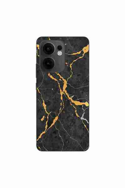 OEM Husa compatibila cu Oppo Reno13 F Silicon Gel Tpu Model Noir Gold Marble
