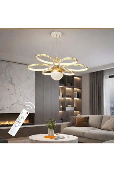 ADOĞAN 6 S KUMANDALI GOLD KASA LEDLİ AVİZE