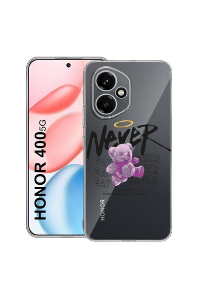 bestcase Прозрачен силиконов калъф за Honor 400, Мече - никога не казвай не, ...