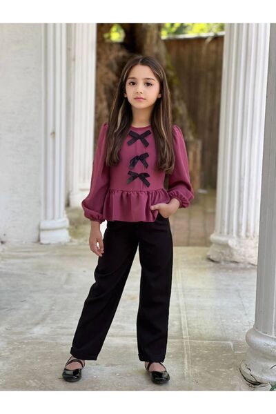 Lucky kidswear Set de sărbătoare pentru fete, cu detalii cu fundiță și buzunare