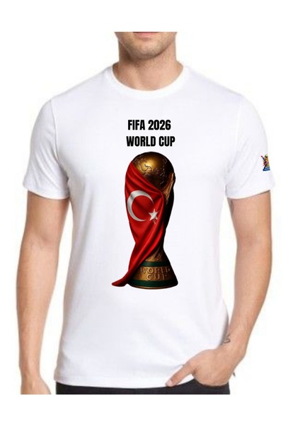 Krays تي شيرت رجالي أبيض من القطن بنسبة 100% مطبوع عليه كأس العالم لكرة القدم...