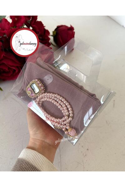 Gelincimherşey Asetat Çanta Flamlı Tülbent Eşarp Taşlı Zikirmatik Taş İnci Te...